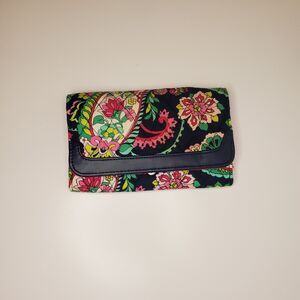 Vera Bradley Petal Paisley Navy Pink Green Paisley Tri Fold Wallet NWOT